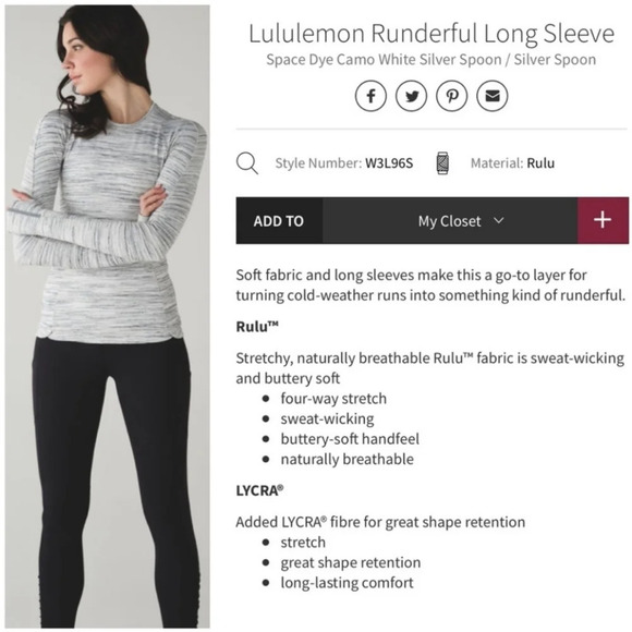 Lululemon Runderful longsleeve Gray/white spacedye Athleisure Yoga Gym 8 - Picture 6 of 7